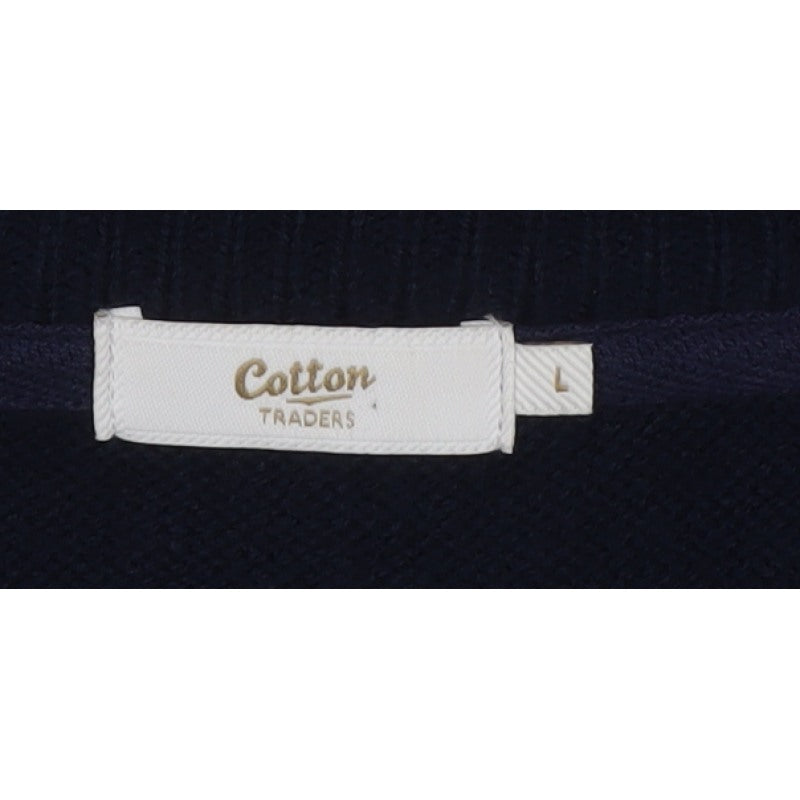 Cotton Traders Men’s Blue L Christmas Reindeer Help for Heroes Jumper