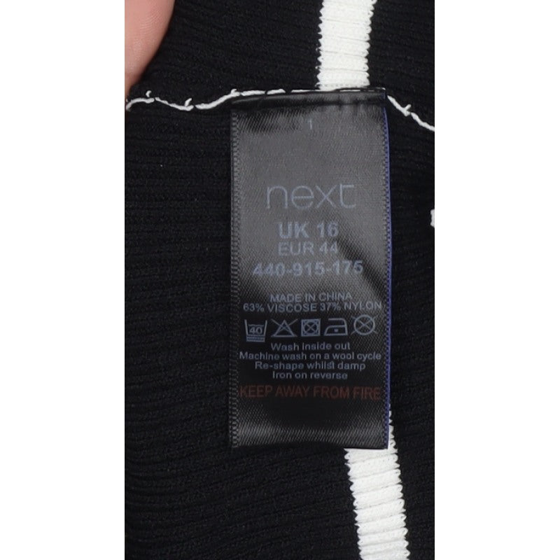 Next Women’s Black White Striped Ruffle Bardot Jumper UK 16