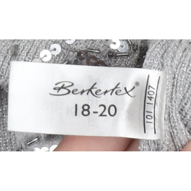 Berkertex Women’s Silver Sequin Fringe Knit Cardigan Size 20