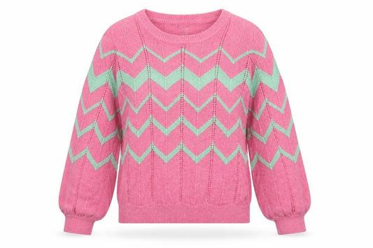 Hush Women’s Pink Alpaca Wool Chevron Knit Jumper Size S