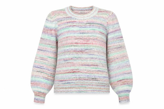 M&Co Women Multicoloured UK 14 Striped Knit Crew Neck Jumper