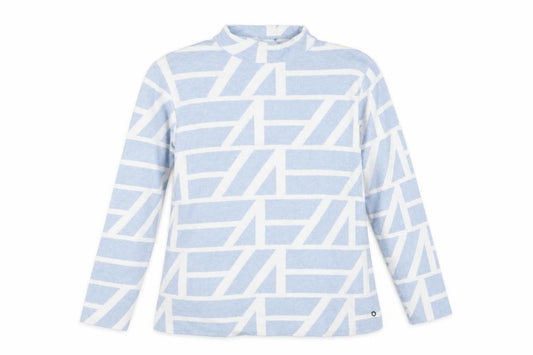 Viz-A-Viz Women Blue UK 16 Geometric Mock Neck Knit Pullover Jumper