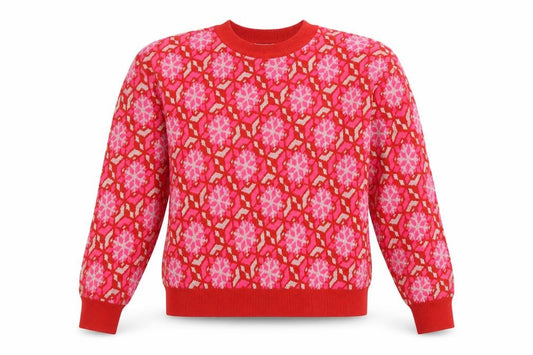 Warehouse Women's Pink M Christmas Fair Isle Knit Crew Neck Jumper