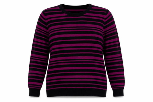 Marks and Spencer Women’s Black Pink Striped Knit Pullover Jumper UK 16