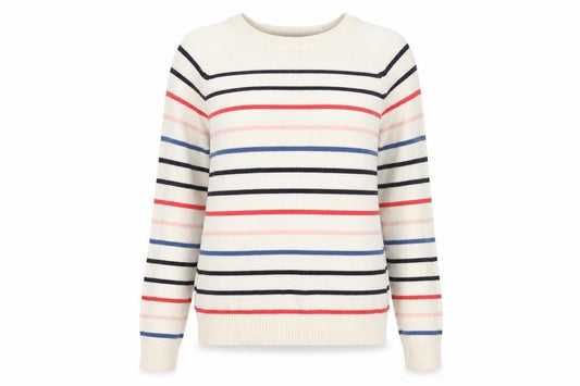 Marks & Spencer Women Multicoloured S Striped Cotton Knit Crew Jumper