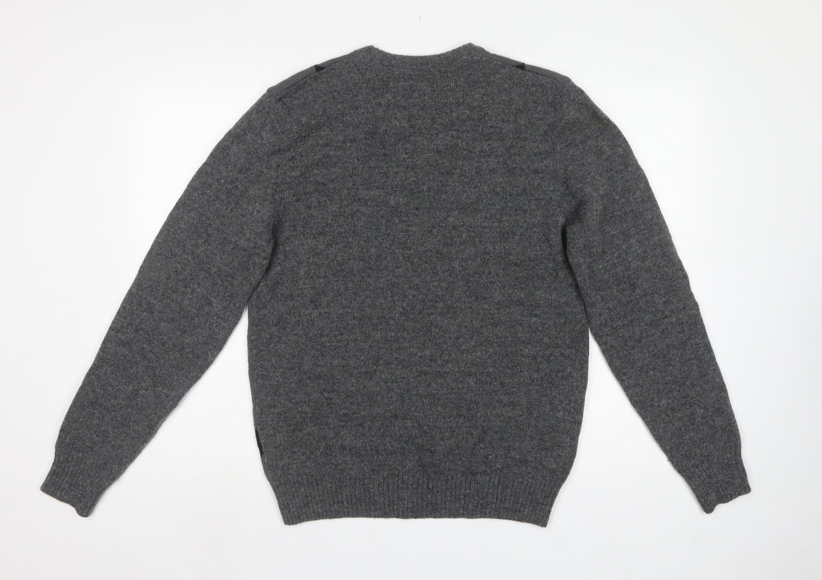 Next Men’s Grey Argyle Wool Blend V-Neck Pullover Jumper Size M