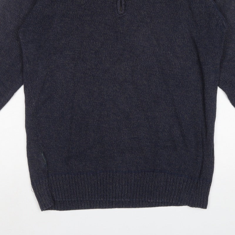 Mountain Warehouse Men's Blue L 1/4 Zip High Neck Knit Jumper