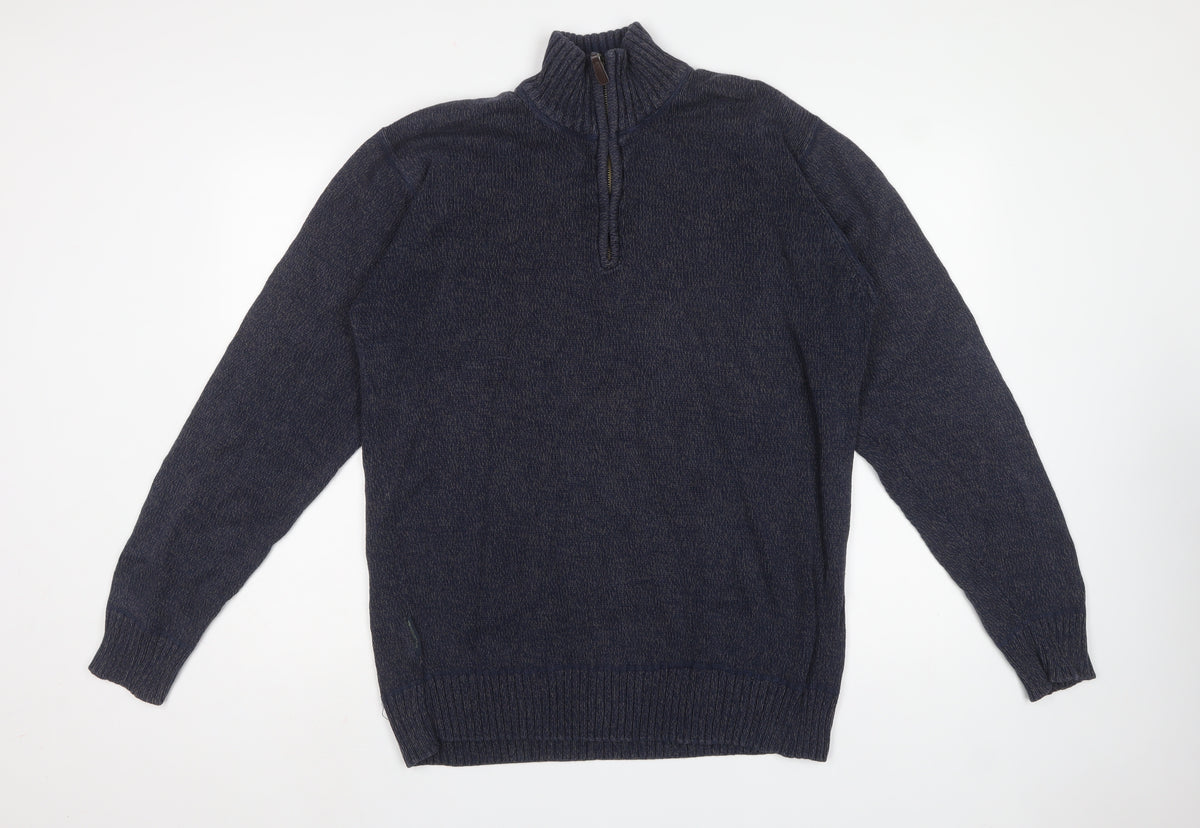 Mountain Warehouse Men's Blue L 1/4 Zip High Neck Knit Jumper