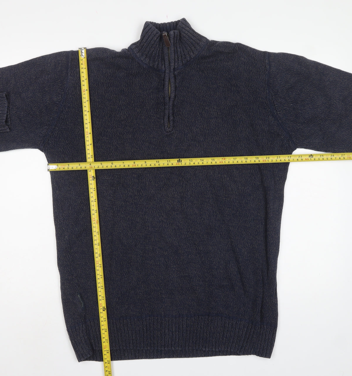 Mountain Warehouse Men's Blue L 1/4 Zip High Neck Knit Jumper