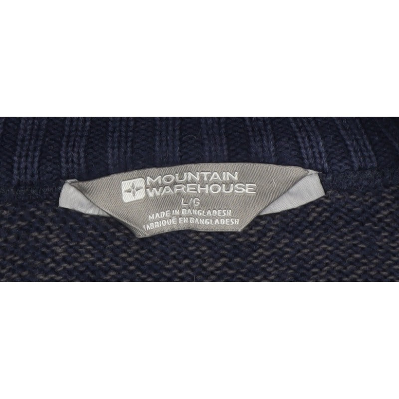 Mountain Warehouse Men's Blue L 1/4 Zip High Neck Knit Jumper