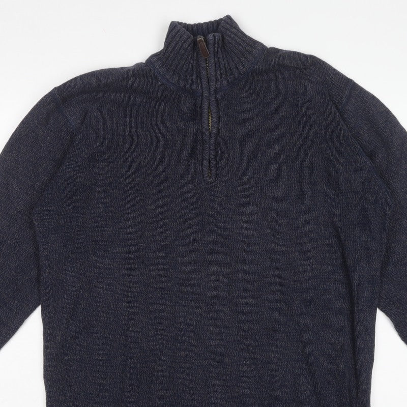 Mountain Warehouse Men's Blue L 1/4 Zip High Neck Knit Jumper