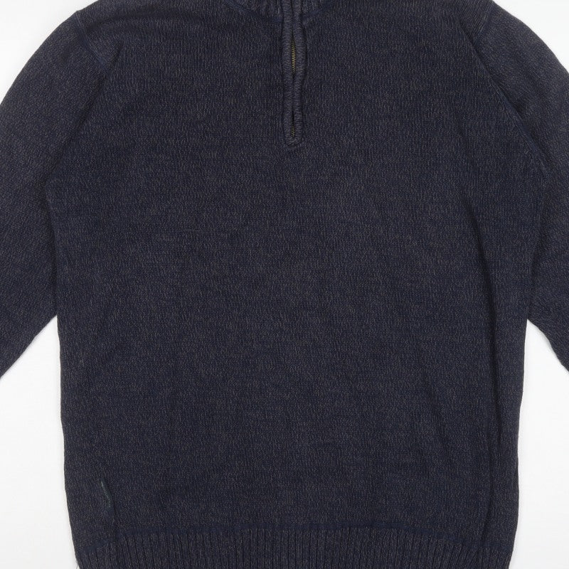Mountain Warehouse Men's Blue L 1/4 Zip High Neck Knit Jumper