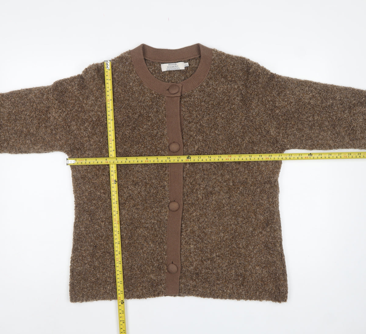Honor Millburn Women Brown Size 18 Button Knit Cardigan