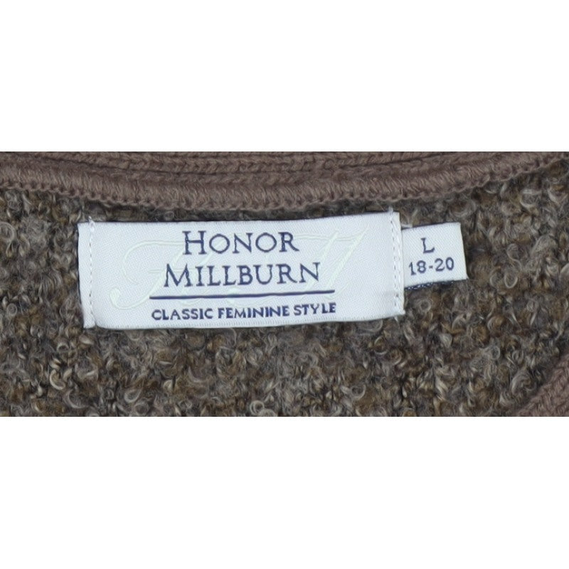 Honor Millburn Women Brown Size 18 Button Knit Cardigan
