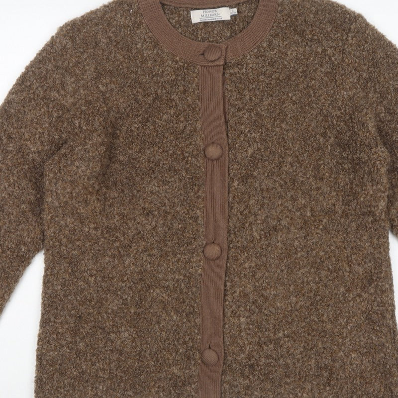 Honor Millburn Women Brown Size 18 Button Knit Cardigan