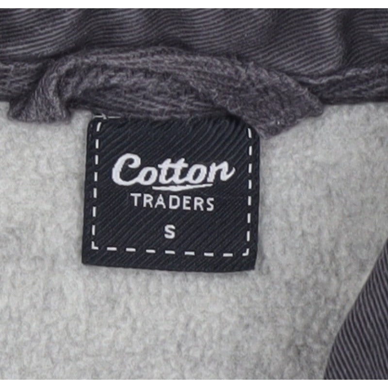 Cotton Traders Men’s Grey S Fleece Collared Henley Sweatshirt