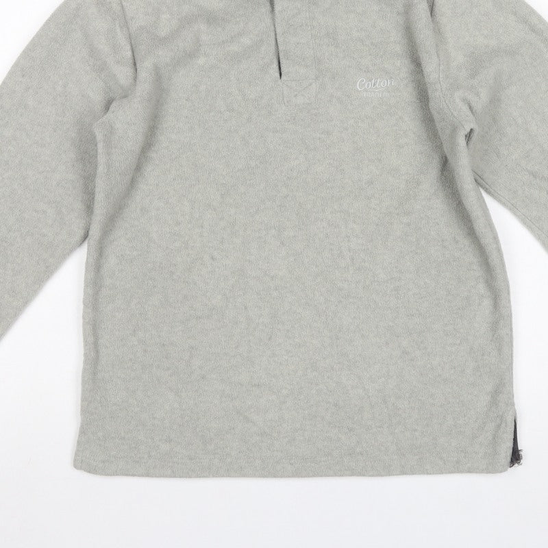 Cotton Traders Men’s Grey S Fleece Collared Henley Sweatshirt
