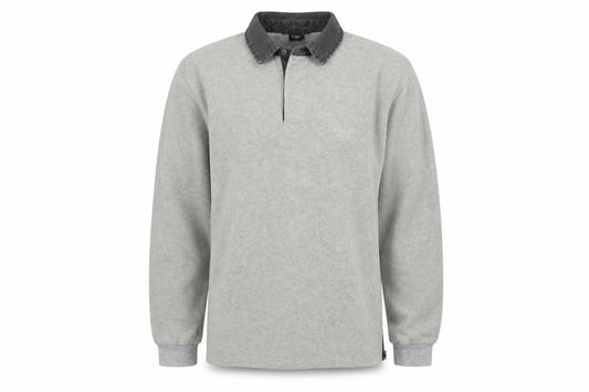 Cotton Traders Men’s Grey S Fleece Collared Henley Sweatshirt