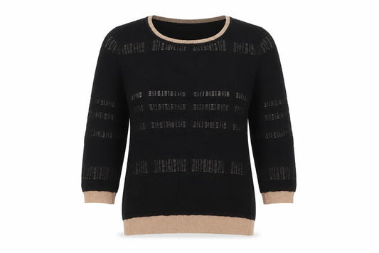 Principles Ben de Lisi Women’s Black UK 12 Striped Open-Knit Jumper