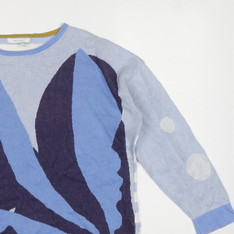 White Stuff Women Blue UK 12 Geometric Cotton Knit Jumper