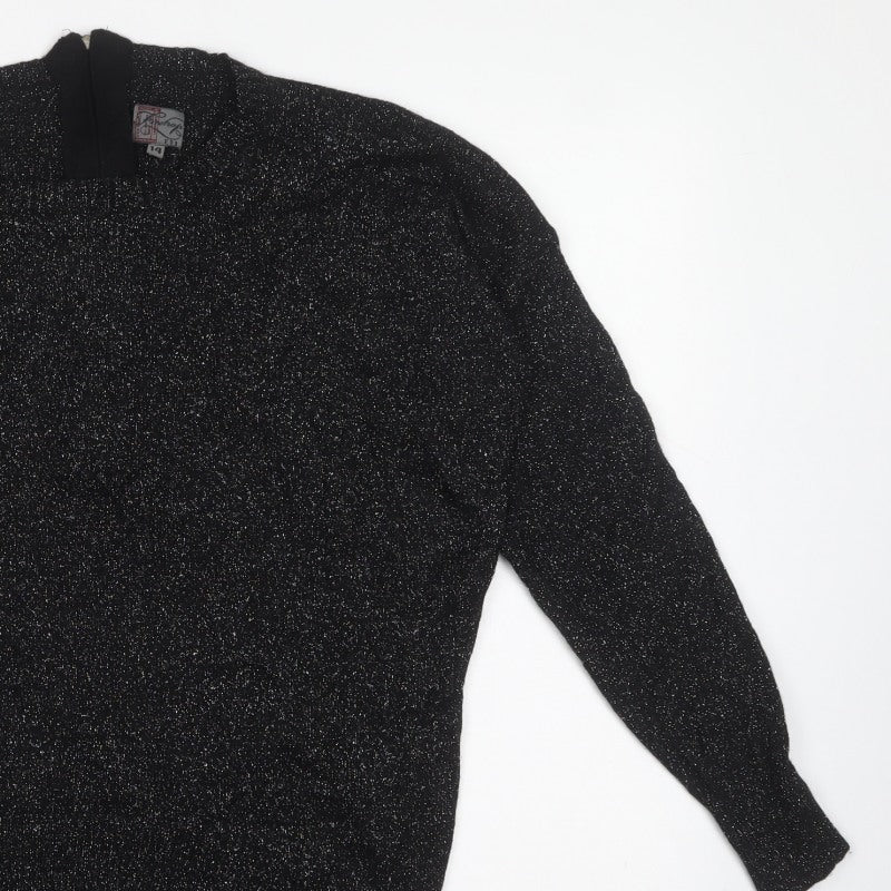 Perception Women’s Black Metallic Knit 1/4 Zip Jumper UK 14