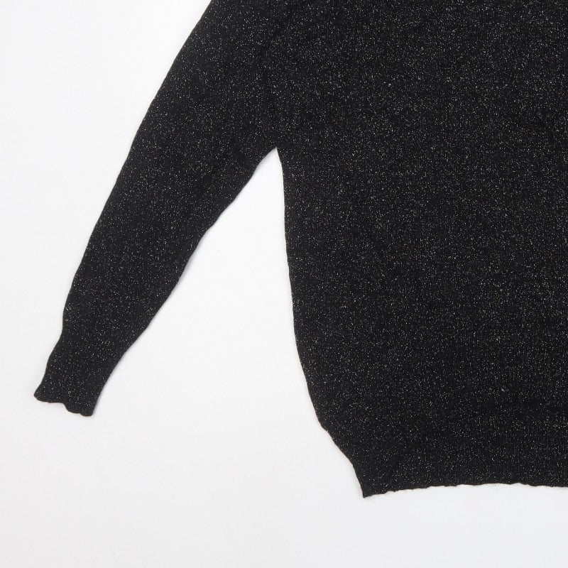 Perception Women’s Black Metallic Knit 1/4 Zip Jumper UK 14