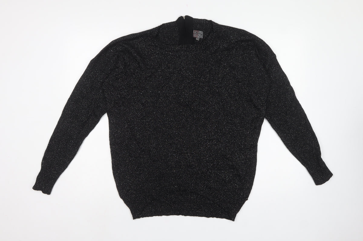 Perception Women’s Black Metallic Knit 1/4 Zip Jumper UK 14