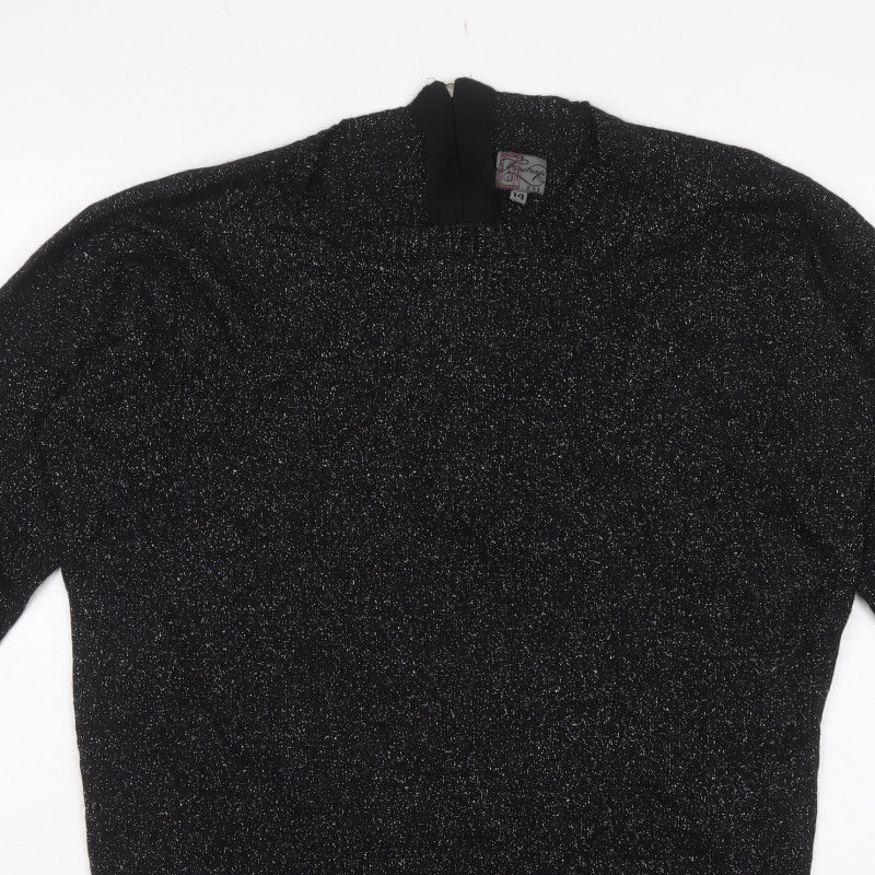 Perception Women’s Black Metallic Knit 1/4 Zip Jumper UK 14