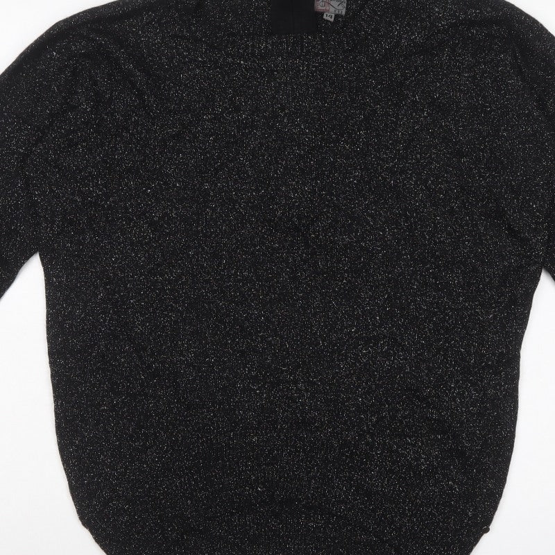 Perception Women’s Black Metallic Knit 1/4 Zip Jumper UK 14