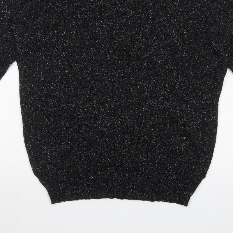 Perception Women’s Black Metallic Knit 1/4 Zip Jumper UK 14