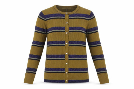 Next Women’s Green Purple Glitter Striped Button Cardigan UK 6
