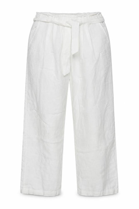 Phase Eight Women White UK 16 Linen Paperbag Wide-Leg Trousers Belted