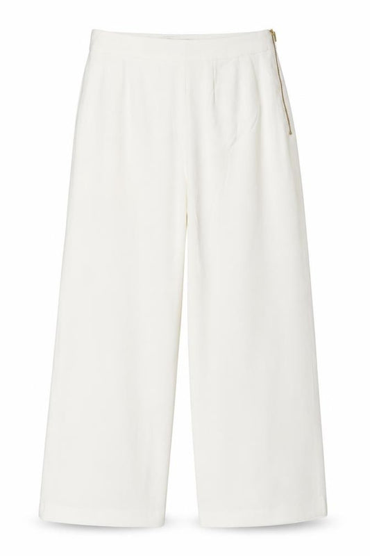 Coast Women Ivory UK 10 Wide-Leg Dress Trousers Gold Zip