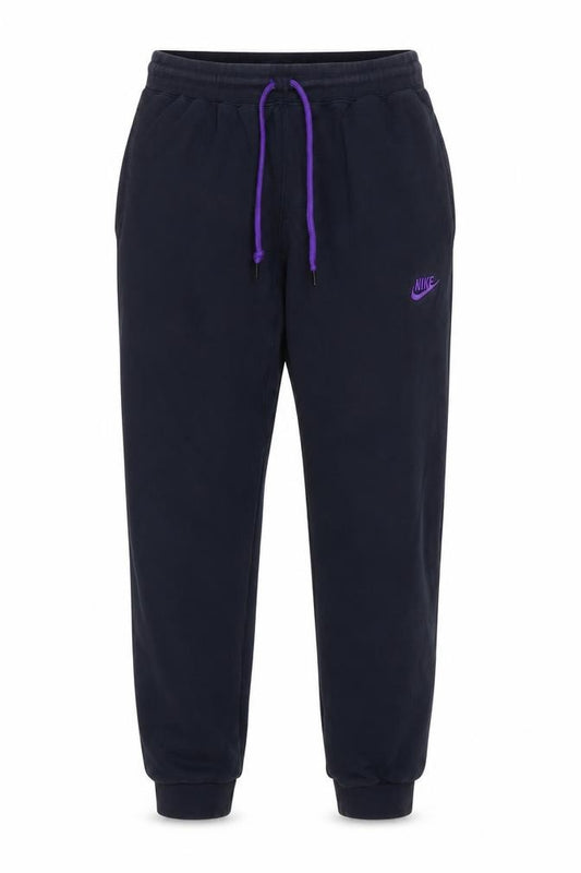 Nike Men’s Blue L Fleece Jogger Sweatpants Purple Logo Drawstring