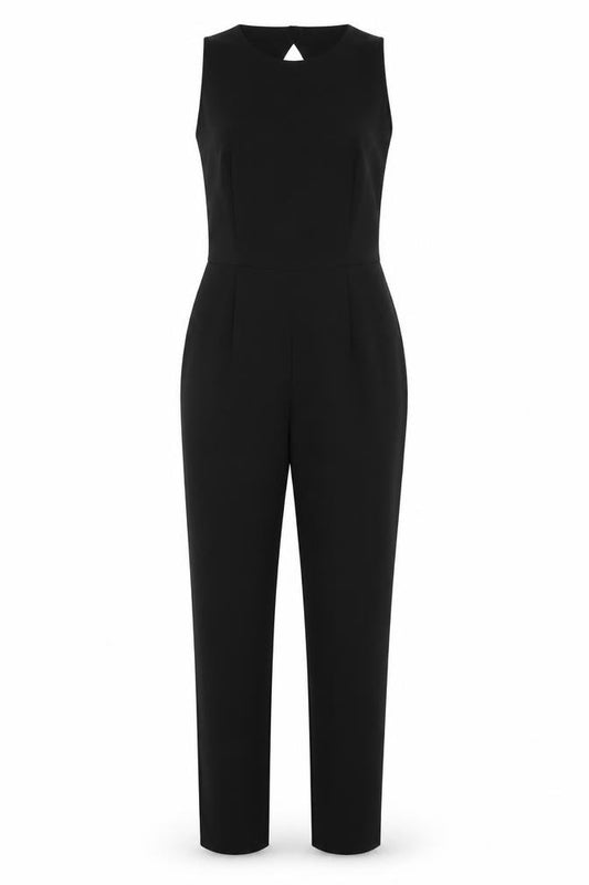 H&M Women Black UK 8 Sleeveless Keyhole Straight Leg Jumpsuit