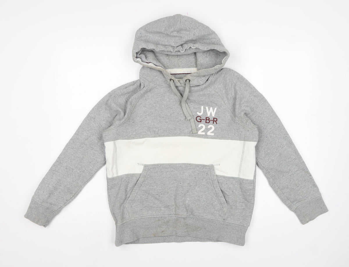 Jack Wills Women Grey White UK 10 Pullover Hoodie Logo Colourblock