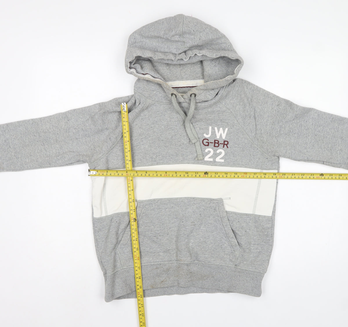 Jack Wills Women Grey White UK 10 Pullover Hoodie Logo Colourblock