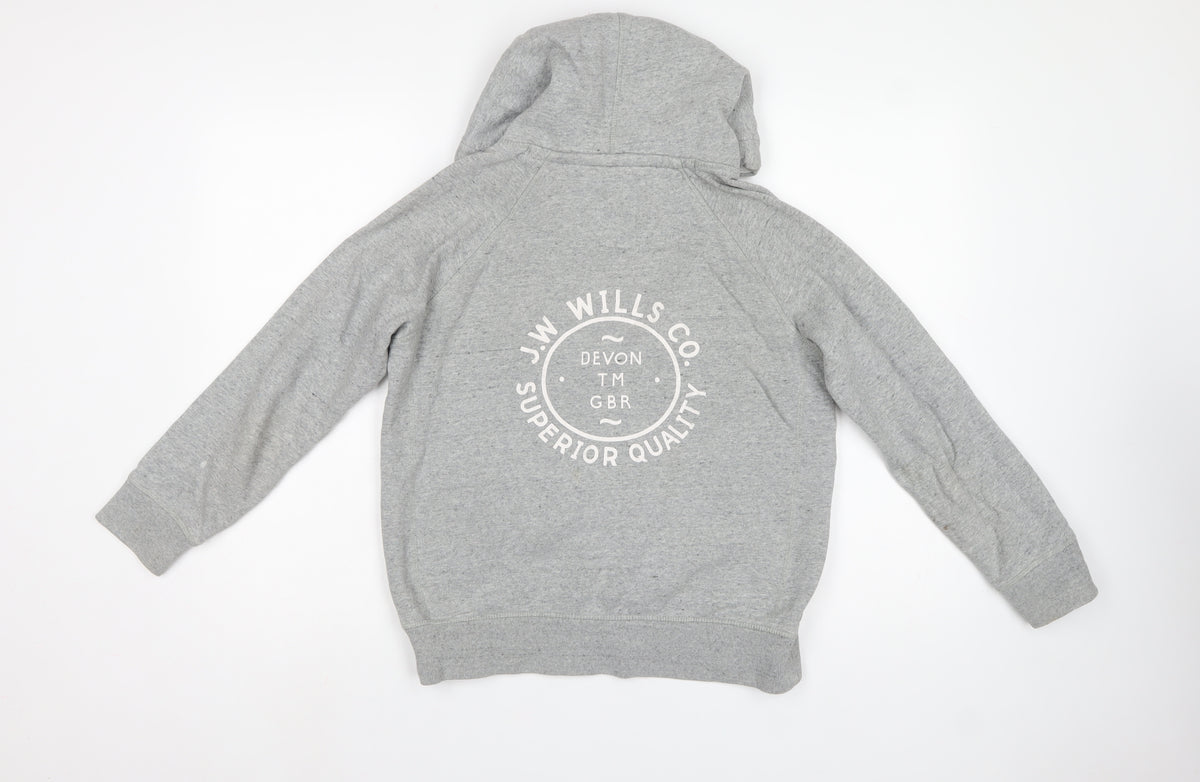 Jack Wills Women Grey White UK 10 Pullover Hoodie Logo Colourblock