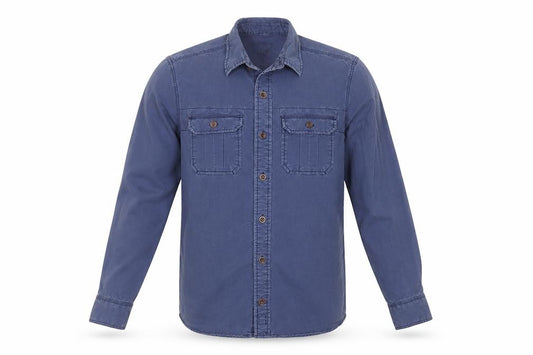 FatFace Men’s Blue S Cotton Long Sleeve Button-Up Utility Shirt