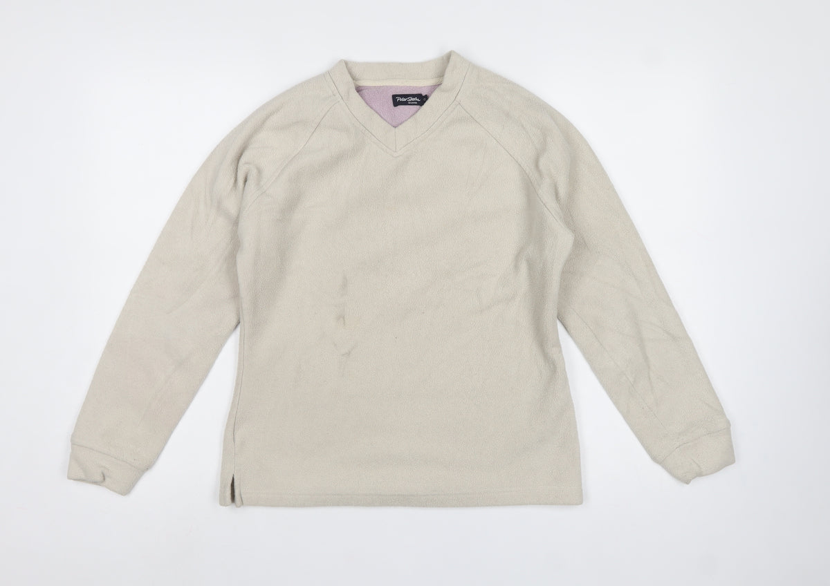 Peter Storm Women’s Ivory Size 12 Fleece V-Neck Pullover Sweatshirt