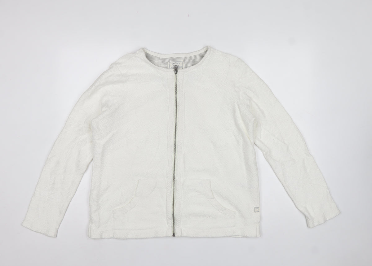 Fat Face Women’s Ivory M Full Zip Cotton Sweatshirt Jacket