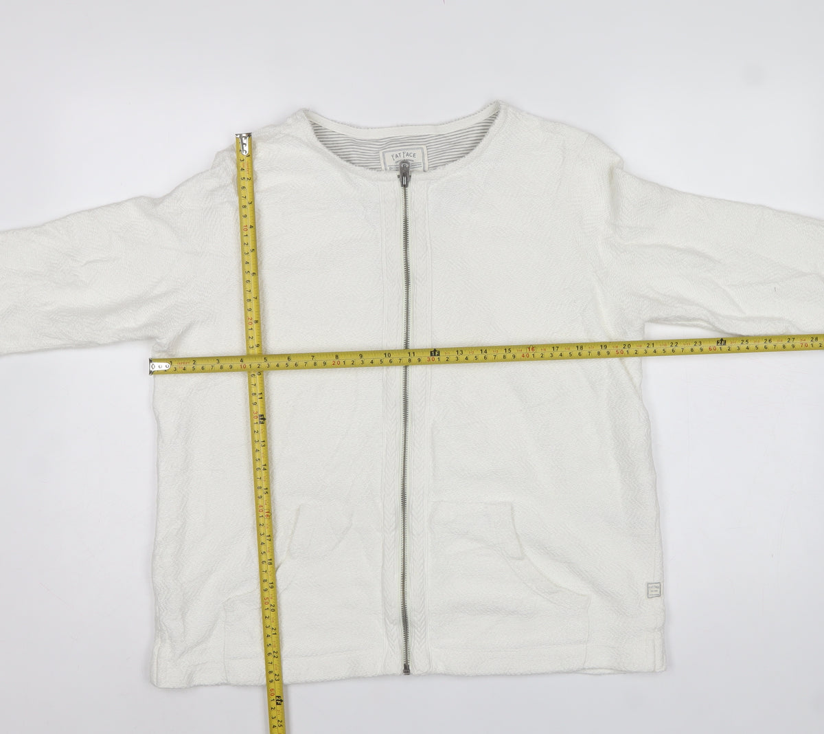 Fat Face Women’s Ivory M Full Zip Cotton Sweatshirt Jacket