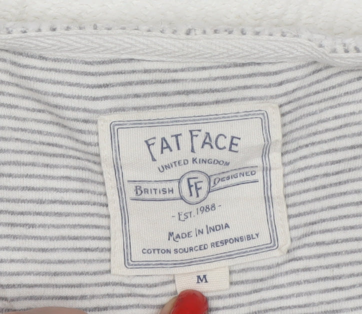 Fat Face Women’s Ivory M Full Zip Cotton Sweatshirt Jacket