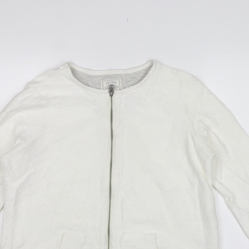Fat Face Women’s Ivory M Full Zip Cotton Sweatshirt Jacket