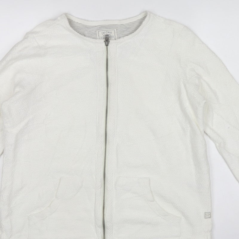 Fat Face Women’s Ivory M Full Zip Cotton Sweatshirt Jacket