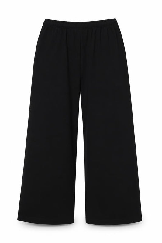 Marks and Spencer Women Black UK 14 Short Wide-Leg Trousers