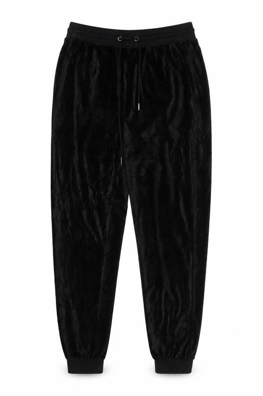 Marks & Spencer Women Black UK 14 Velvet Jogger Trousers Drawstring