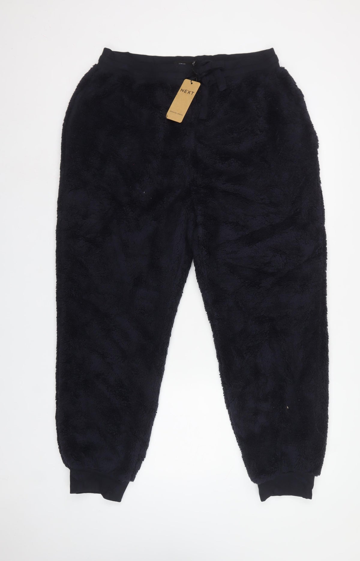 Next Women Blue L Teddy Fleece Jogger Trousers Drawstring Regular