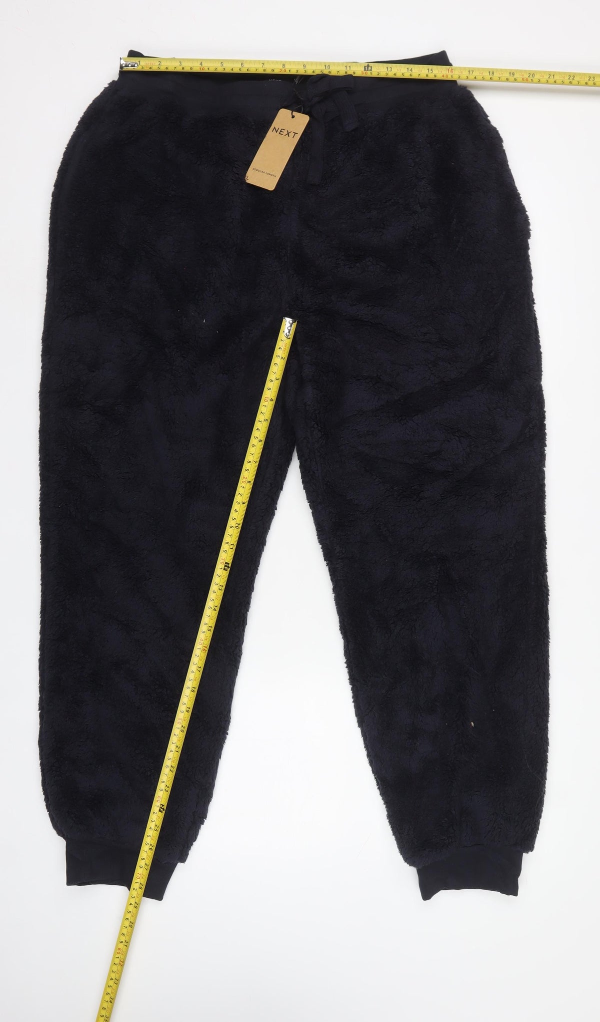 Next Women Blue L Teddy Fleece Jogger Trousers Drawstring Regular