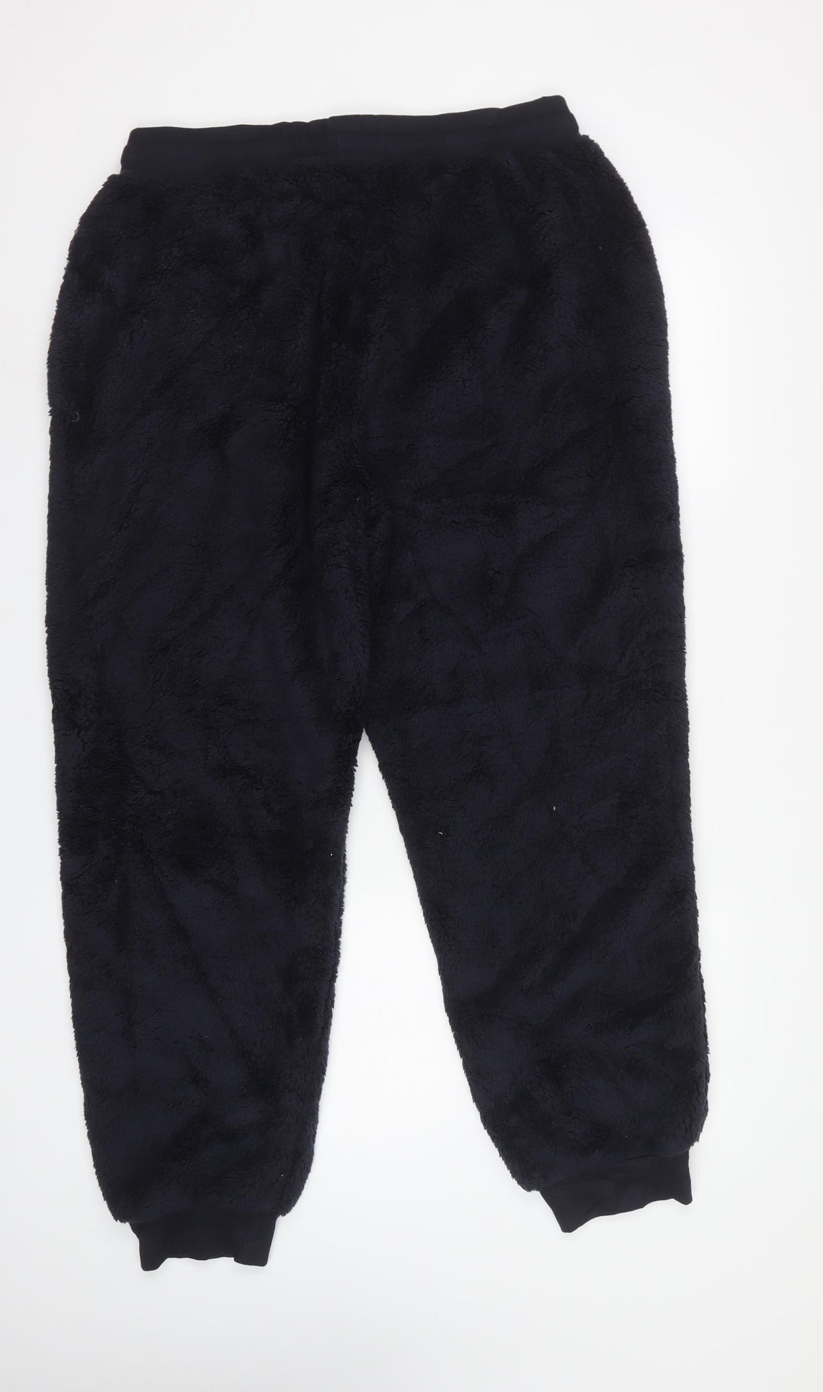 Next Women Blue L Teddy Fleece Jogger Trousers Drawstring Regular